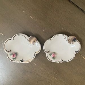 Vintage Pink Rose Dresden Ashtray 🌸